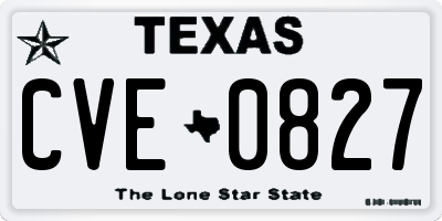 TX license plate CVE0827