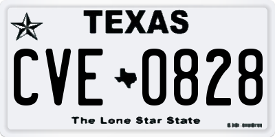 TX license plate CVE0828