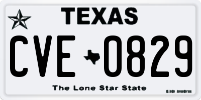 TX license plate CVE0829