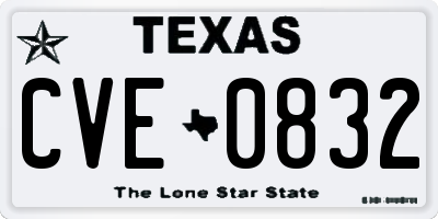 TX license plate CVE0832