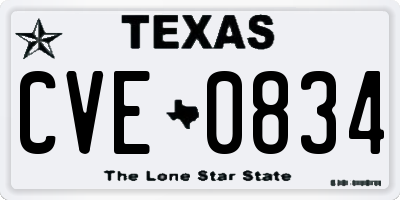 TX license plate CVE0834