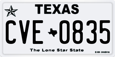 TX license plate CVE0835
