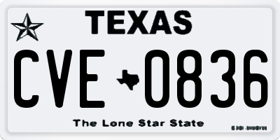 TX license plate CVE0836