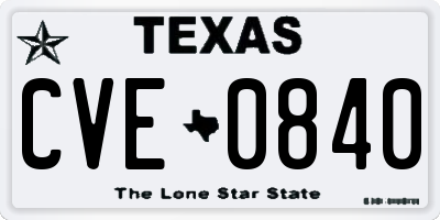 TX license plate CVE0840
