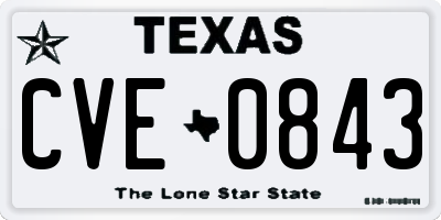 TX license plate CVE0843