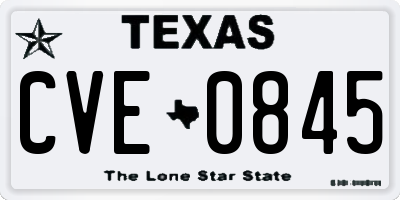 TX license plate CVE0845