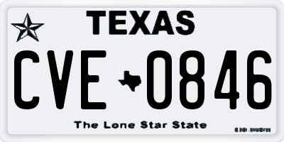 TX license plate CVE0846