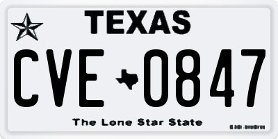 TX license plate CVE0847
