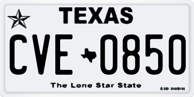 TX license plate CVE0850