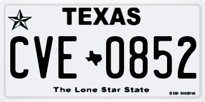 TX license plate CVE0852