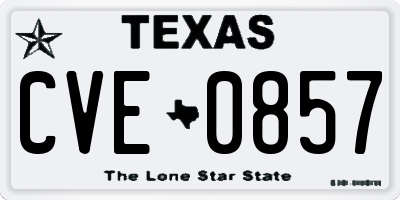 TX license plate CVE0857