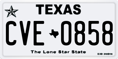 TX license plate CVE0858