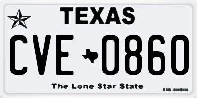 TX license plate CVE0860