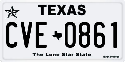 TX license plate CVE0861