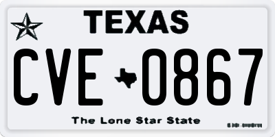 TX license plate CVE0867