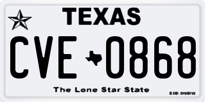 TX license plate CVE0868