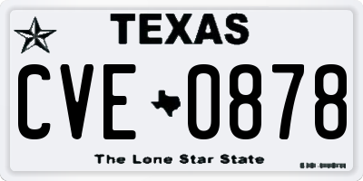 TX license plate CVE0878