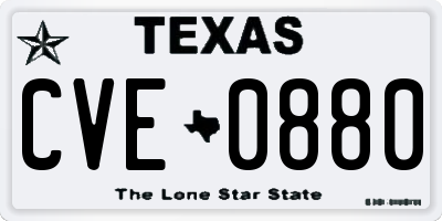 TX license plate CVE0880