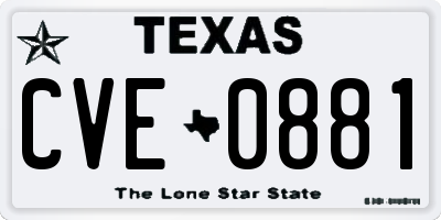 TX license plate CVE0881