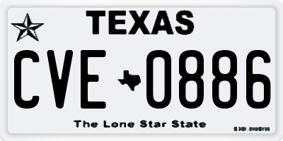 TX license plate CVE0886