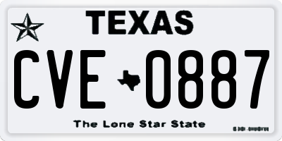 TX license plate CVE0887