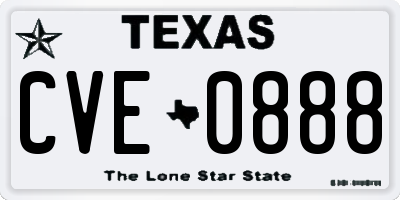 TX license plate CVE0888