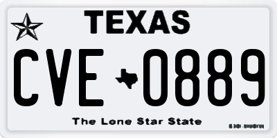TX license plate CVE0889