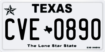TX license plate CVE0890