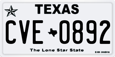 TX license plate CVE0892