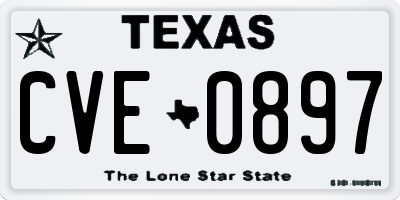 TX license plate CVE0897