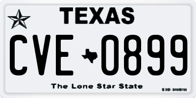 TX license plate CVE0899