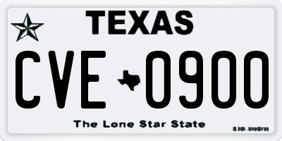 TX license plate CVE0900