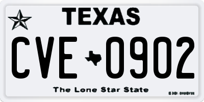 TX license plate CVE0902