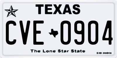 TX license plate CVE0904
