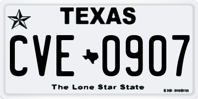 TX license plate CVE0907