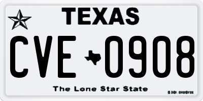 TX license plate CVE0908