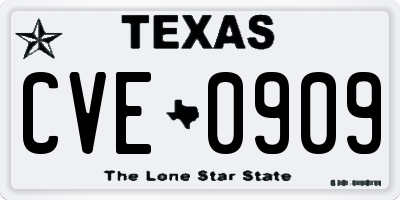 TX license plate CVE0909