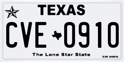 TX license plate CVE0910