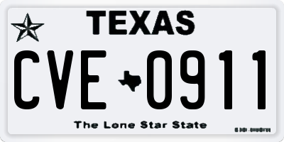 TX license plate CVE0911