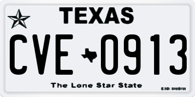 TX license plate CVE0913