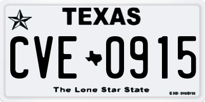 TX license plate CVE0915