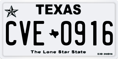 TX license plate CVE0916