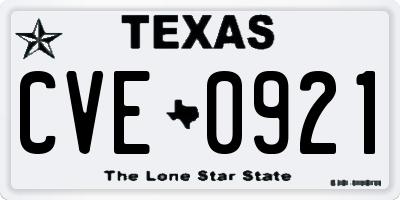 TX license plate CVE0921