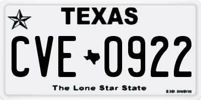 TX license plate CVE0922