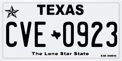 TX license plate CVE0923