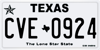 TX license plate CVE0924