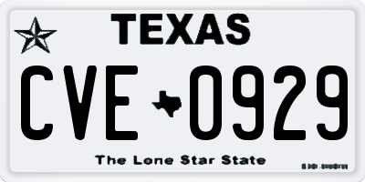 TX license plate CVE0929