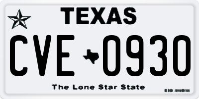 TX license plate CVE0930