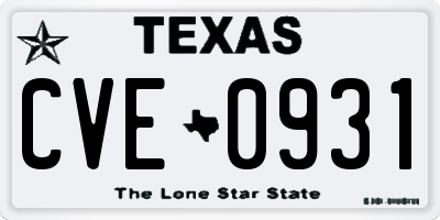 TX license plate CVE0931