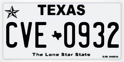 TX license plate CVE0932